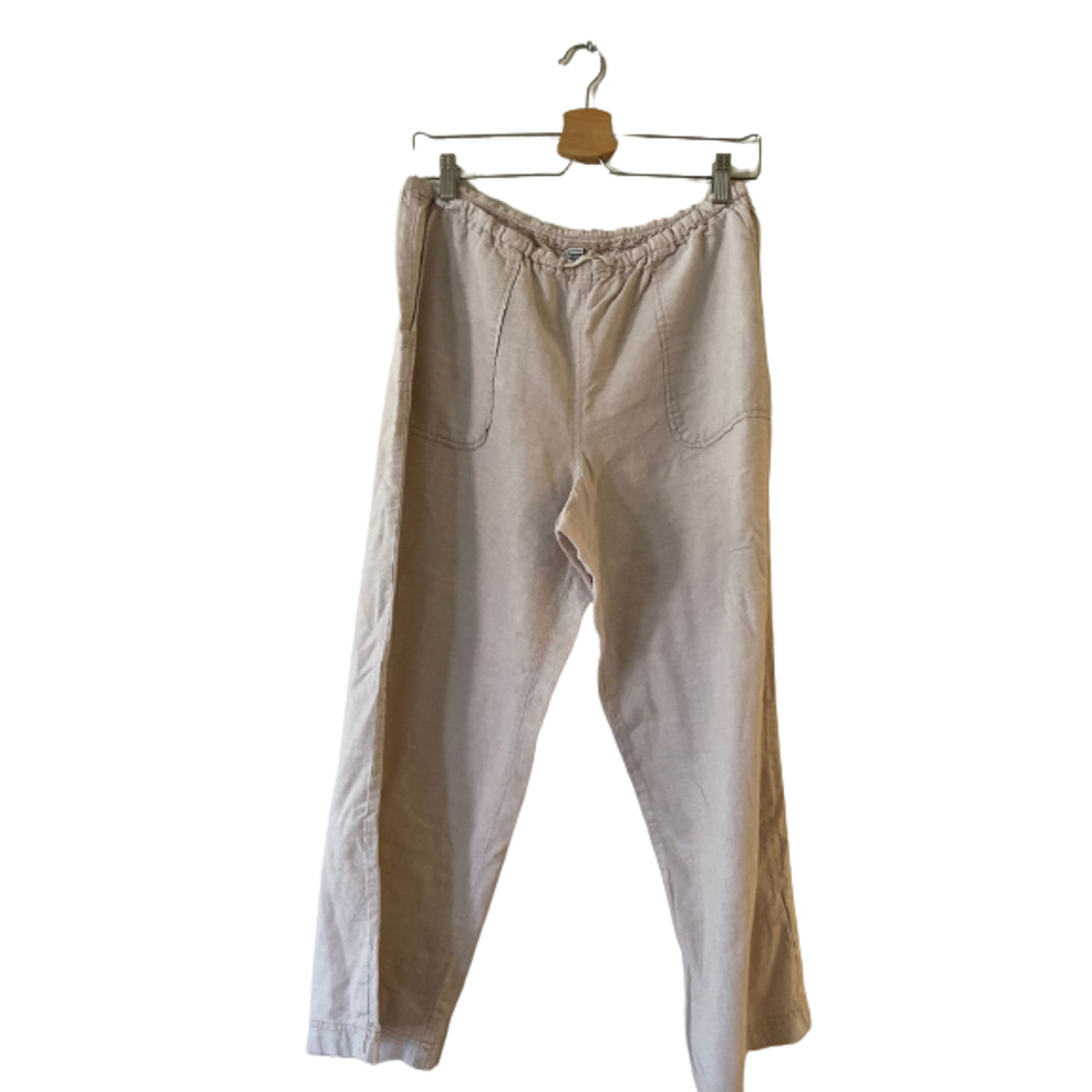 Laundry by Shelli Segal Size L Womens High Rise Wide Leg Pant Drawstring Oatmeal